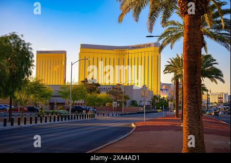 Emblématique Bienvenue à la fabuleuse enseigne Las Vegas Nevada avec des palmiers Banque D'Images