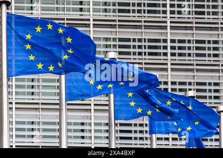 BRUXELLES - drapeaux européens au bâtiment de la Commission européenne. ANP / Hollandse Hoogte / Sandra Uittenbogaart pays-bas Out - belgique Out Banque D'Images