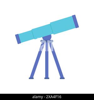 Télescope bleu de l'école, spyglass pour apprendre l'astronomie à l'école illustration vectorielle Illustration de Vecteur