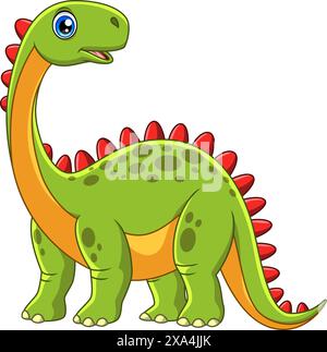 Illustration vectorielle de dessin animé de dinosaure heureux sur fond blanc Illustration de Vecteur