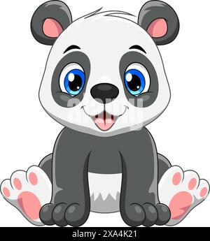 Illustration vectorielle de petit panda drôle souriant sur un fond blanc Illustration de Vecteur