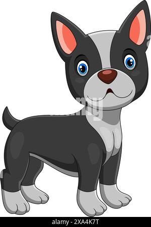 Illustration vectorielle de chiot de dessin animé heureux isolé sur fond blanc. Illustration de Vecteur