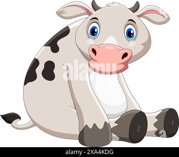 Illustration vectorielle de vache mignonne de dessin animé sur fond blanc Illustration de Vecteur