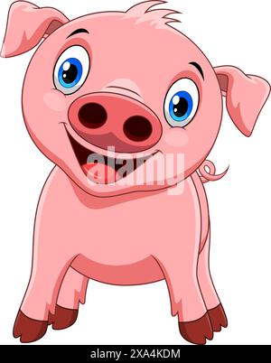 Vector illustration of cute pig cartoon isolé sur fond blanc Illustration de Vecteur
