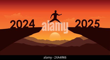 homme sautant sur une falaise de 2024 à 2025 vecteur ilustration Illustration de Vecteur