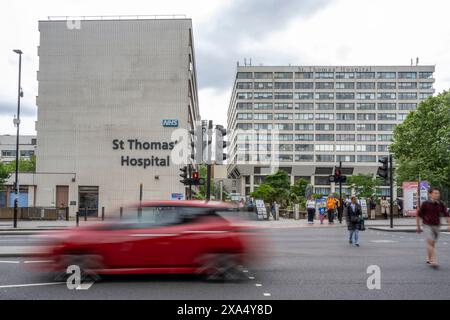 Londres, Royaume-Uni. 4 juin 2024. Vue générale de l’extérieur de l’hôpital St Thomas de Lambeth. Il a été rapporté que les principaux hôpitaux du NHS de Londres ont fait l’objet d’une cyberattaque de type « ransomware ». Guy’s and St Thomas’s NHS Trust est affecté par de graves perturbations des services, y compris les analyses sanguines et les transfusions, les hôpitaux étant incapables de se connecter aux serveurs de la société privée qui fournit des services de pathologie. Credit : Stephen Chung / Alamy Live News Banque D'Images