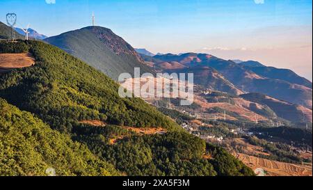 Une vue panoramique de Damakan dans le district de Dongchuan, ville de Kunming, Yunnan, Chine Banque D'Images