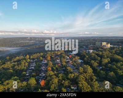 Vue aérienne de Fox Valley à Wahroonga, Sydney, NSW, Australie Banque D'Images