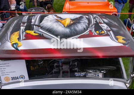 Un travail de peinture personnalisé sur un Ford modèle A Roadster 1932 au Moab Rotary car Show à Moab, Utah. Banque D'Images