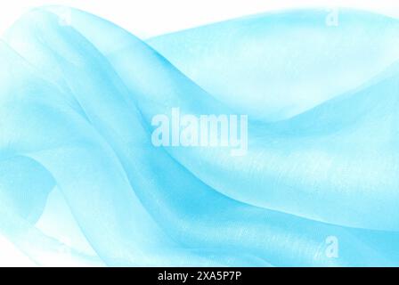 gros plan du fond bleu de texture de tissu organza Banque D'Images