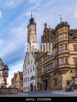 La belle place du marché à Rothenburg ob der Tauber Banque D'Images