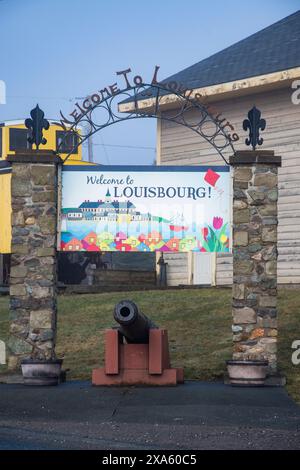 Bienvenue à Louisbourg en Nouvelle-Écosse, Canada Banque D'Images