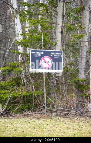 Aucun panneau de zone de drone à l'aéroport JA Douglas McCurdy Sydney à glace Bay, Nouvelle-Écosse, Canada Banque D'Images