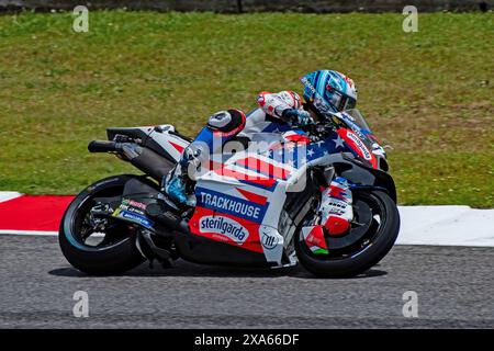 3 juin 2024 ; Autodromo Internazionale del Mugello, Scarperia e San Piero, Florence, Italie ; Journée de test MotoGP italienne 2024 ; Raul Fernandez sur sa moto Trackhouse Racing Banque D'Images