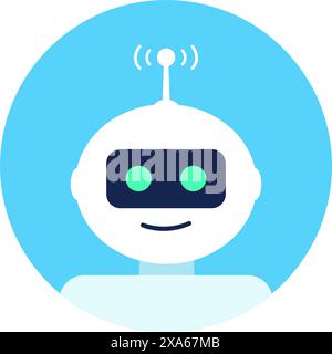 Blue robot ou modèle chatbot. Icône Chat Bot pour le site Web. Illustration vectorielle dans un style plat moderne. Illustration de Vecteur