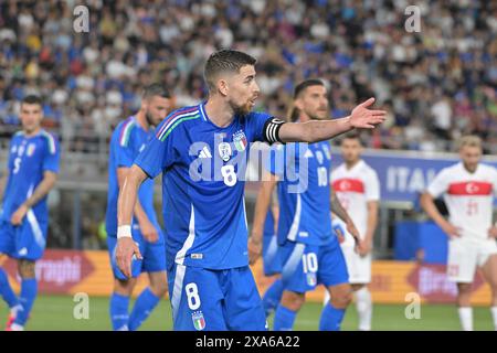 Bologne, Italie. 4 juin 2024 ; Stadio Renato Dall'Ara, Bologne, Italie ; International Football Friendly, Italie contre Turquie ; Jorginho d'italie crédit : action plus Sports images/Alamy Live News Banque D'Images