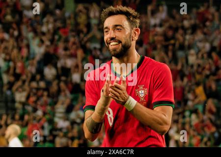 Lisbonne, Portugal. 04 juin 2024. Lisbonne, Portugal, 04 juin 2024 : Bruno Fernandes (8 Portugal) célèbre son deuxième but lors du match amical international entre le Portugal et la Finlande à l'Estadio Jose Alvalade à Lisbonne, Portugal. (Pedro Porru/SPP) crédit : SPP Sport Press photo. /Alamy Live News Banque D'Images