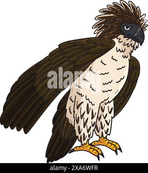 Philippine Eagle Cartoon Colored Clipart Illustration de Vecteur