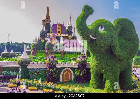 Le Dubai Miracle Garden, parc fleuri coloré, Émirats arabes Unis Banque D'Images