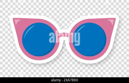 Lunettes de soleil roses sur fond transparent. Un autocollant avec des lunettes. Illustration de Vecteur