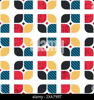 motif géométrique moderne sans couture avec différentes textures sur fond blanc Illustration de Vecteur