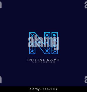 Modèle de conception d'icône de logo ni Tech Illustration de Vecteur