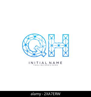 Modèle de conception d'icône de logo QH Tech Illustration de Vecteur