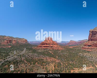 Une vue aérienne de Bell Rock à Sedona, AZ. Banque D'Images