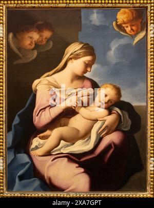 PÉROUSE, ITALIE - 18 MAI 2024 : la peinture de la Vierge dans l'église Basilica di San Pietro par Gian Domenico Cerrini (1609 - 1681). Banque D'Images