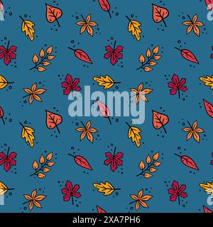 Modèle sans couture d'automne. Illustration florale vectorielle dans le style doodle. Modèle de chute. Illustration de Vecteur