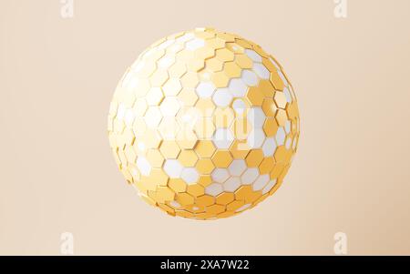 Sphère abstraite hexagonale, rendu 3D. illustration 3d. Banque D'Images