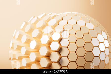Sphère abstraite hexagonale, rendu 3D. illustration 3d. Banque D'Images