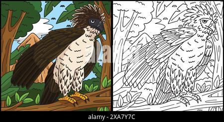 Illustration de la page de coloriage Philippine Eagle Illustration de Vecteur