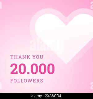 Merci d'aimer les followers cœur rose blog Internet médias sociaux modèle de conception vectorielle de vecteur plat illustration. Thanksgiving Cyberspace message Subscrip Illustration de Vecteur