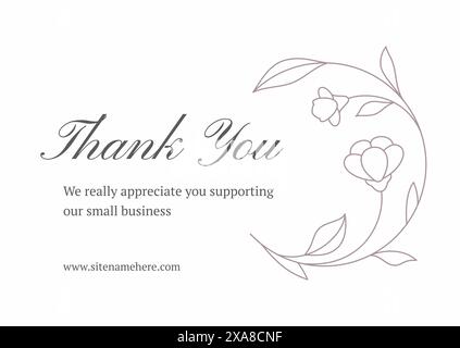 Merci pour l'achat de commande au détail commercial carte vintage courbe de ligne de fleur courbe modèle illustration vectorielle. Thanksgiving Retail Business Messa Illustration de Vecteur