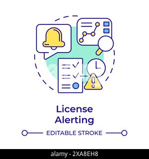 Icône de concept multicolore d'alerte de licence Illustration de Vecteur