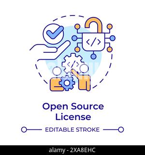 Icône de concept de licence open source multicolore Illustration de Vecteur