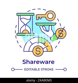 Icône de concept multicolore shareware Illustration de Vecteur