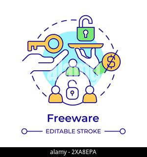 Icône de concept multi-couleur freeware Illustration de Vecteur