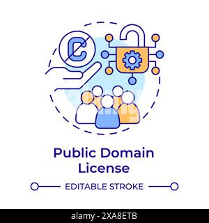 Icône de concept multicolore de licence du domaine public Illustration de Vecteur