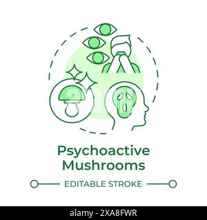 Icône de concept vert doux de champignons psychoactifs Illustration de Vecteur