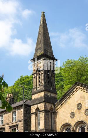 MATLOCK BATH, DERBYSHIRE, ROYAUME-UNI, 18 MAI. Vue de la tour d'une ancienne église méthodiste à Matlock Bath, Derbyshire, le 18 mai 2024 Banque D'Images