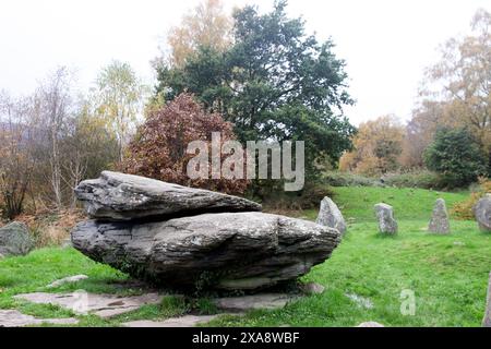 La pierre à bascule sur Coedpenmaen Common était un lieu de réunion public à Pontypridd des chartistes aux druides, également le Dr William Price s'est adressé au public Banque D'Images