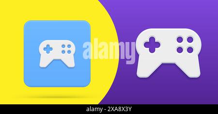 Illustration vectorielle d'icône 3d du bouton de manette de console de manette de jeu simple. Dispositif d'équipement numérique à clavier de jeu avec bouton pour jouer à un jeu. Contrôle des joueurs Illustration de Vecteur