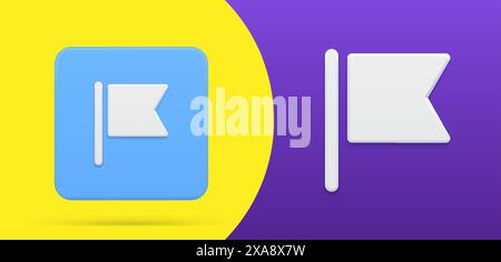 Illustration vectorielle de bouton d'icône 3d drapeau simple. Etiquette pour marqueur de carte, navigation, note, pointeur de direction de placement, cible de départ et d'arrivée. Position globale Illustration de Vecteur