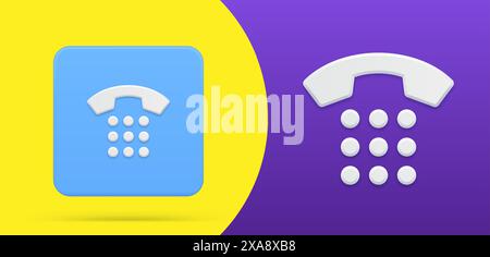 Simple téléphone rétro avec combiné et boutons illustration vectorielle d'icône 3D. Vieux symbole de téléphone vintage filaire de hotline, ligne d'assistance, communications d'appel. Illustration de Vecteur