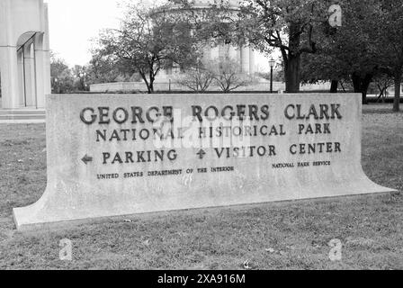 Panneau du parc historique national George Rogers Clark à Vincennes Indiana. ÉTATS-UNIS Banque D'Images