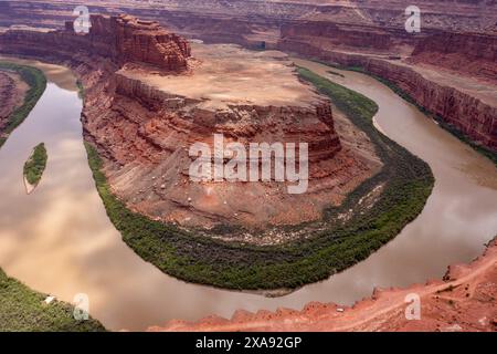 Le col de cygne du fleuve Colorado près de la piste Shafer Trail près de Moab, Utah. La zone à l'intérieur du col de cygne est la partie la plus septentrionale du Bears Ears Nat Banque D'Images