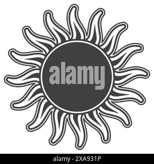 Tribal Flaming Sun illustration élément Design vecteur de ligne isolé sur fond blanc Illustration de Vecteur