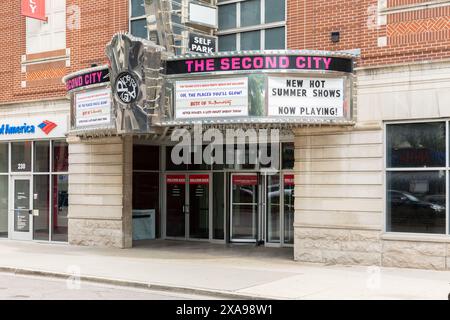 The second City est une troupe de comédie d'improvisation fondée en 1959 et a été le point de départ de nombreuses stars primées. Banque D'Images